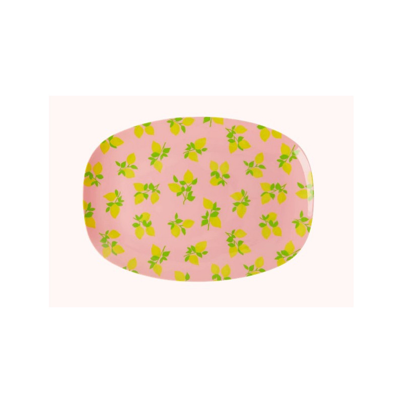 Rice - Assiette rectangulaire en mélamine Lemon Print, Rice Petit Modèle - Rice