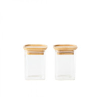 Set de 2 boites en verre 240 ml et couvercle en bambou, pebbly