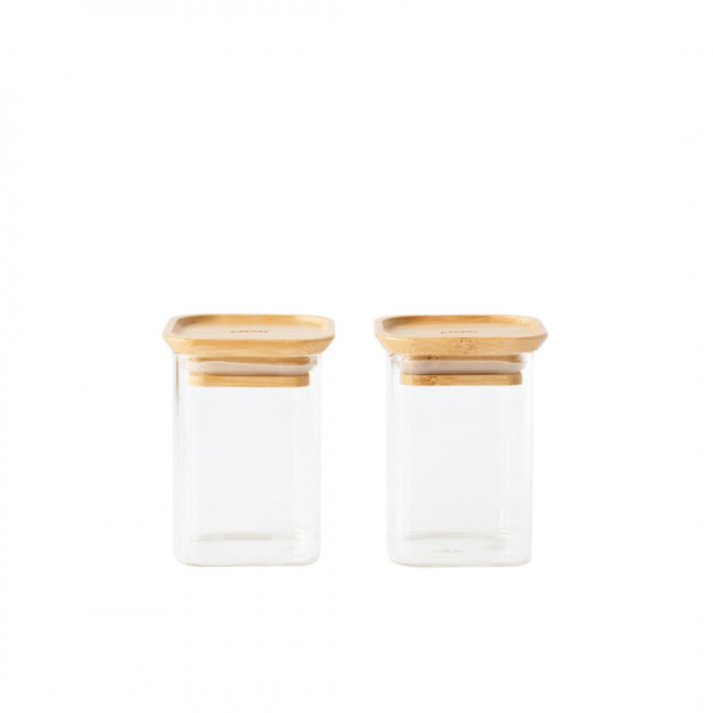 Set de 2 boites en verre 240 ml et couvercle en bambou, pebbly