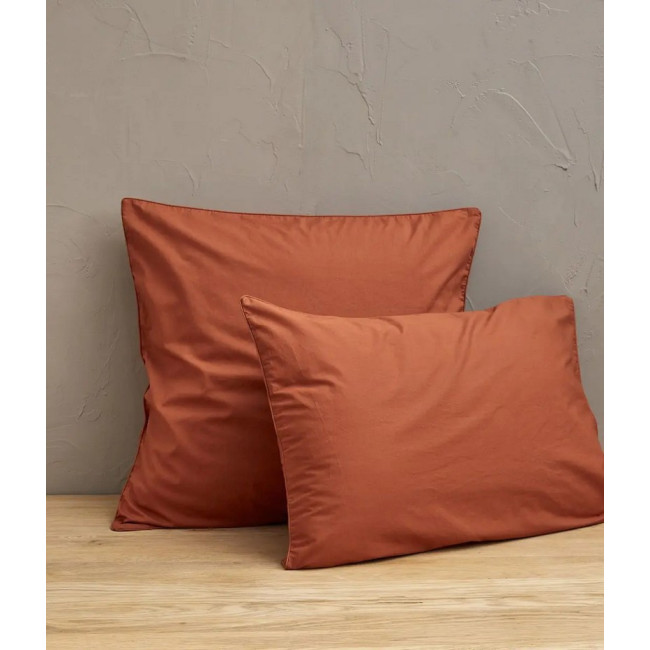 Taie d'oreiller Percale Orange argile, Sylvie Thiriez