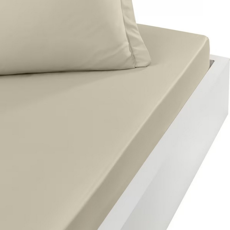 SENSEI - Drap Housse Soft Percale Ficelle, Sensei 90 x 190 cm - SENSEI