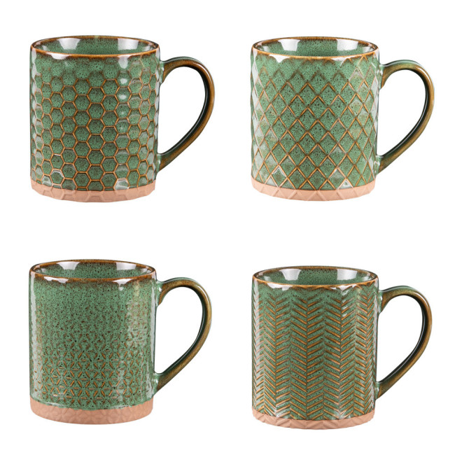 Coffret 4 mugs 35cl Jaspe Vert, Table Passion