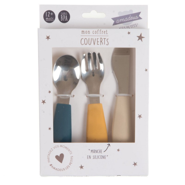 Coffret 3 couverts silicone, Amadeus Les Petits