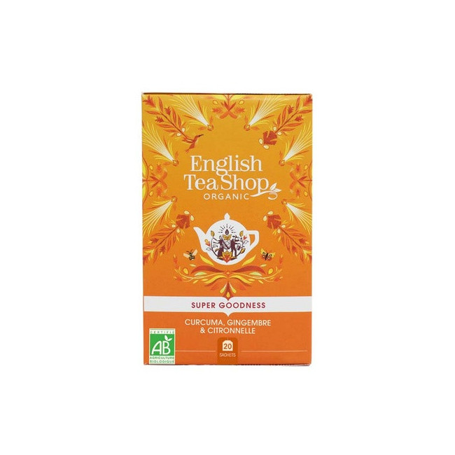 Infusion Bio Curcuma, Gingembre et Citronnelle 20 sachets, English Tea Shop