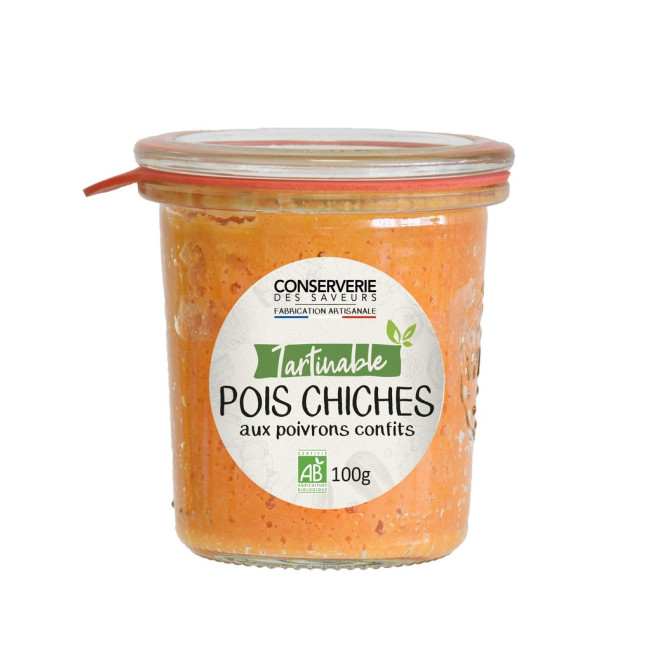 Tartinable de pois chiches aux poivrons confits Bio, Conserverie des Saveurs