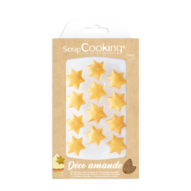 Décorations Etoiles dorées en pâte d'amande, ScrapCooking