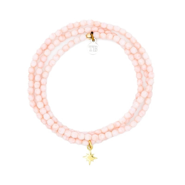 Collier et Bracelet 3 tours Polaire Rose Guimauve, Têtes Blondes