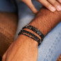 Bracelet Homme Gentleman XL Noir Mat, Têtes Blondes