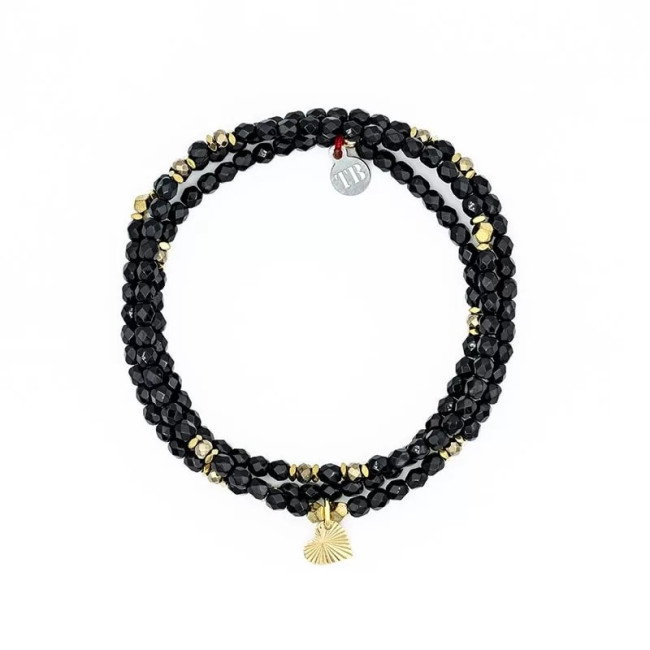 Collier et Bracelet 3 tours Love Gold Noir, Têtes Blondes