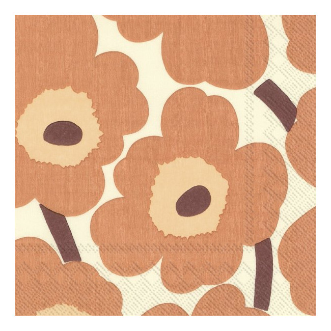 20 serviettes en papier Unikko Terracotta Crème, Ihr