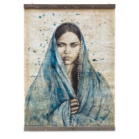 Panneau 90 x 120 cm Mamta en Indigo, Alfonz