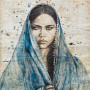 Panneau 90 x 120 cm Mamta en Indigo, Alfonz